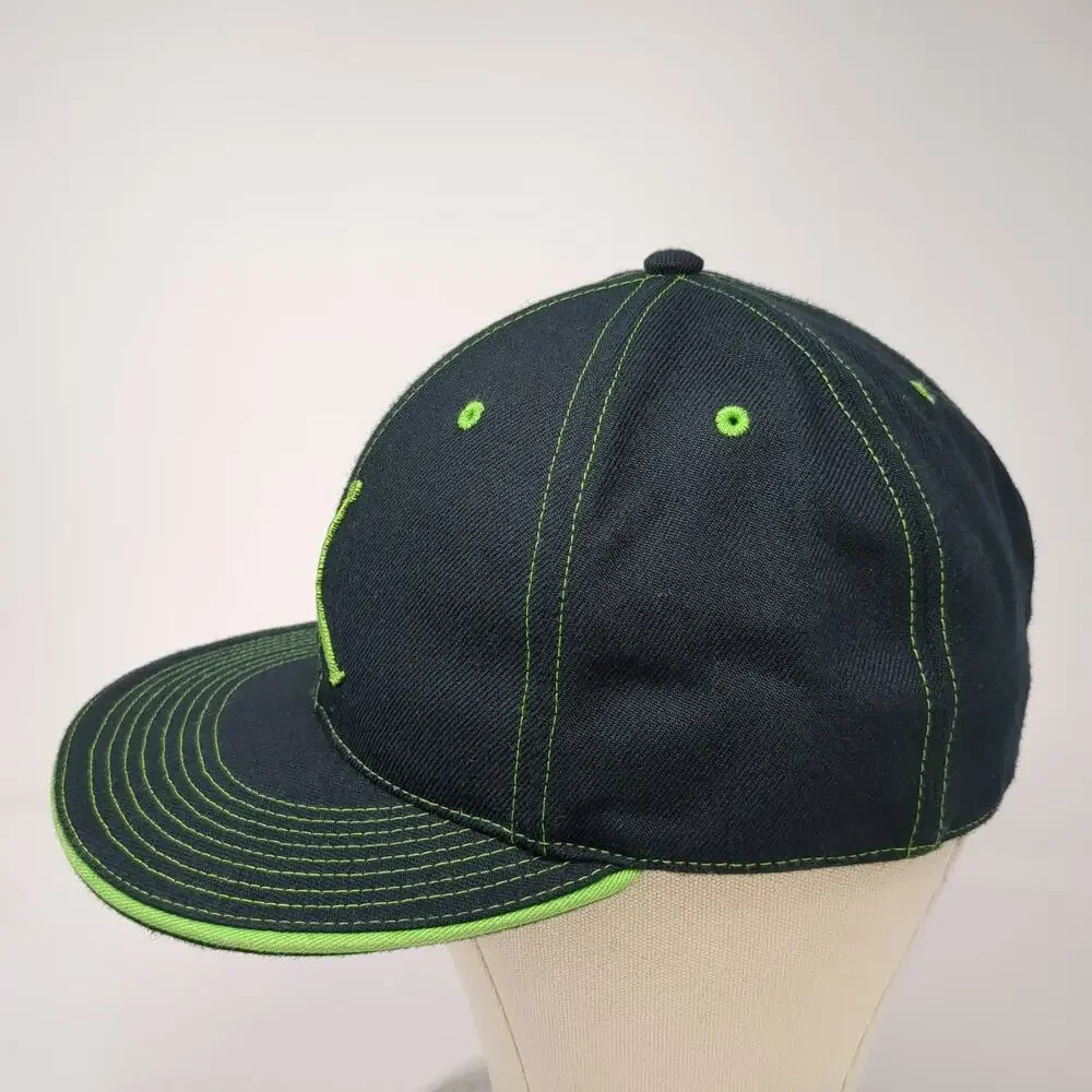 Jordan Baseball Cap Black Green 7 1/8 Fitted Jumpman Logo Contrast Stitch Hat